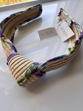 J.Crew Liberty Floral Raffia Knot Headband Lavender Cloud NWT
